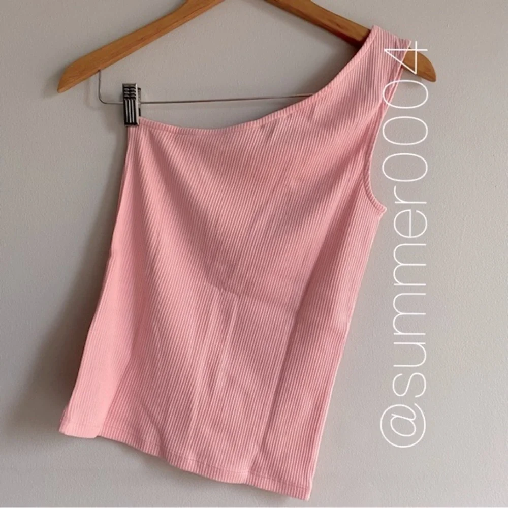NWT J Crew One Shoulder Vintage Rib Warm Pink Top XS - Picture 4 of 6